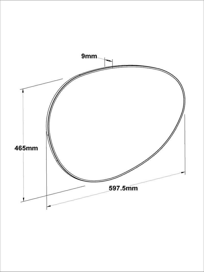 Black pebble round bathroom wall mirror, 62cm x 43.5cm - British product