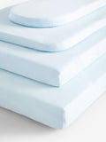 Blue 100% cotton baby fitted sheets 2 pack - British product