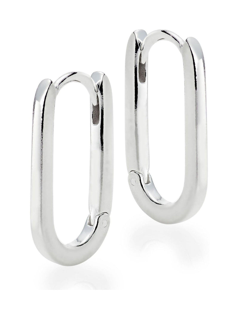 Sterling Silver Rectangular Hoop Earrings 2mm x 10mm