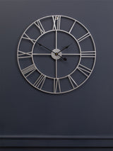 Fifty Five South Silver Genova Metal Roman Numeral Wall Clock 60cm x 60cm