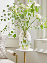White and Gold Medium Confetti Glass Vase