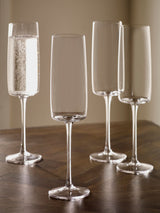 Set of 4 Clear Angular Champagne Flutes