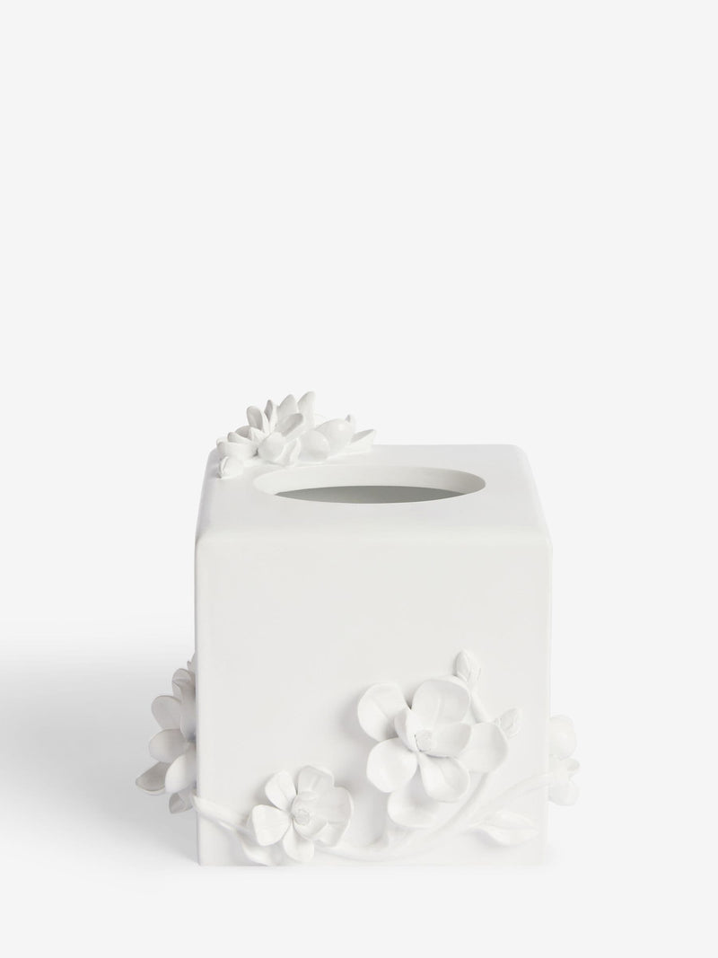 White White Flower Tissue Box