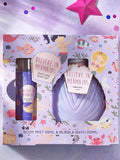 Kids mermaid apple raspberry bubble bath and body mist set, UK version