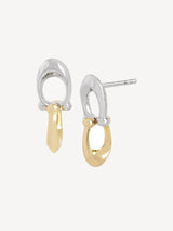 COACH Gold Tone Signature C Double Drop Stud Earrings