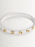 Silver and Gold-Tone Hinged Bangle Bracelet