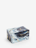 Navy marble effect large glass jewellery box, imported from the UK