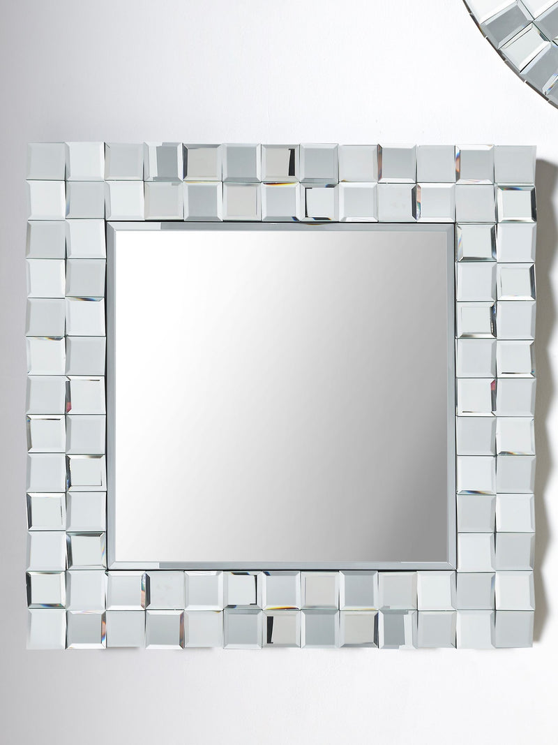 Pacific Silver Mirrored Glass Tile Square Wall Mirror
