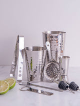 BarCraft 8 Piece Silver Hammered Boston Cocktail Shaker Set