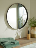 Black round wall mirror 50cm - British product