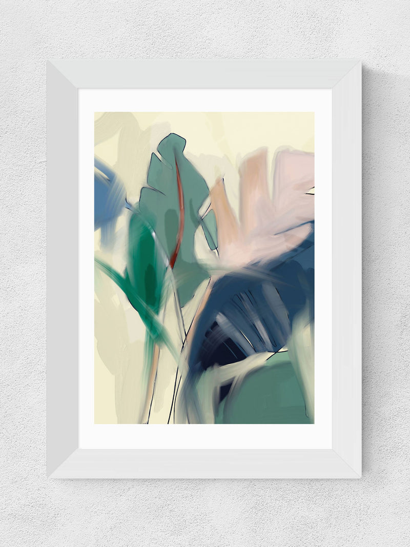 East End Prints green pastel leaves art print - British product