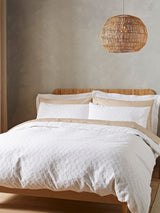 Bianca White Waffle 100% Cotton Circle Duvet Cover and Pillowcase Set