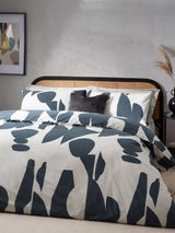 HÖEM Dusk Blue Meta Art Deco Cotton Rich Duvet Cover and Pillowcase Set
