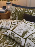 Green Frida reversible duvet cover and pillowcase set - British product