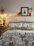 Green Frida reversible duvet cover and pillowcase set - British product