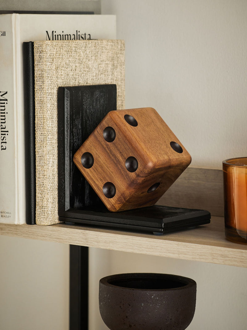 Bronx wooden dice bookend in black/brown - British product
