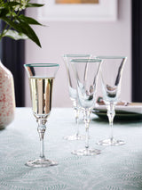 Nina Campbell Green Rim Meadow Champagne Flute Glasses Set of 4