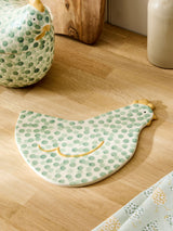 Pat the Chicken Sage Green Ceramic Kitchen Trivet 24x21x1cm