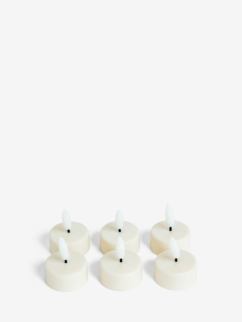 Set of 6 White LED Tea Light Unscented Candles