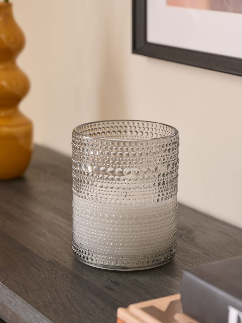 Smoke Grey Glass Large LED Pillar Candle