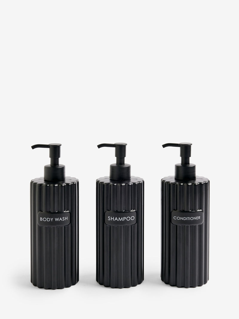 Black Rib Refillable Dispenser Bottles