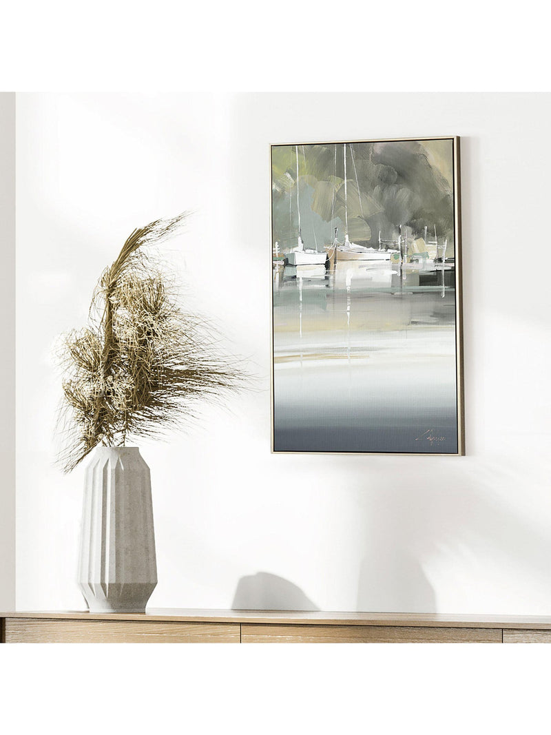 Art Marketing Gold Peaceful Mooring canvas wall art 36x59x3cm - British product