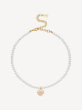 COACH Gold Tone Signature Heart Pearl Choker Necklace - British product