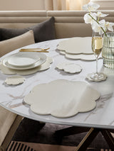 Cream Flower Faux Leather Placemats and Coasters 8-Piece Set