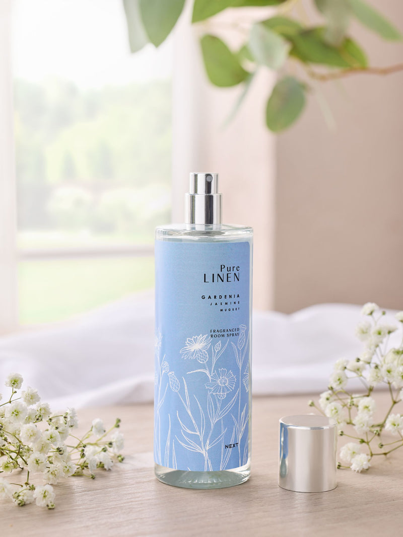 Pure Linen Marine Gardenia room spray, imported from the UK