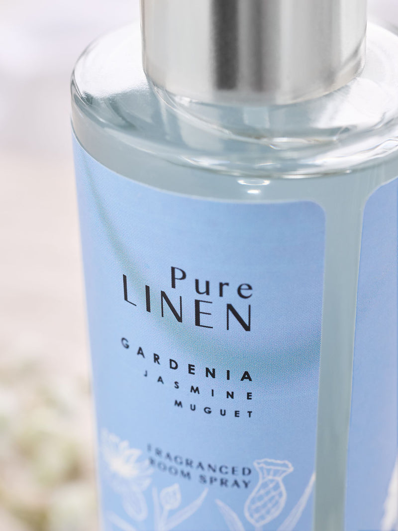 Pure Linen Marine Gardenia room spray, imported from the UK