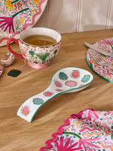 Lucy Tiffney Cream/Pink/Green Floral Ceramic Spoon Rest Medium