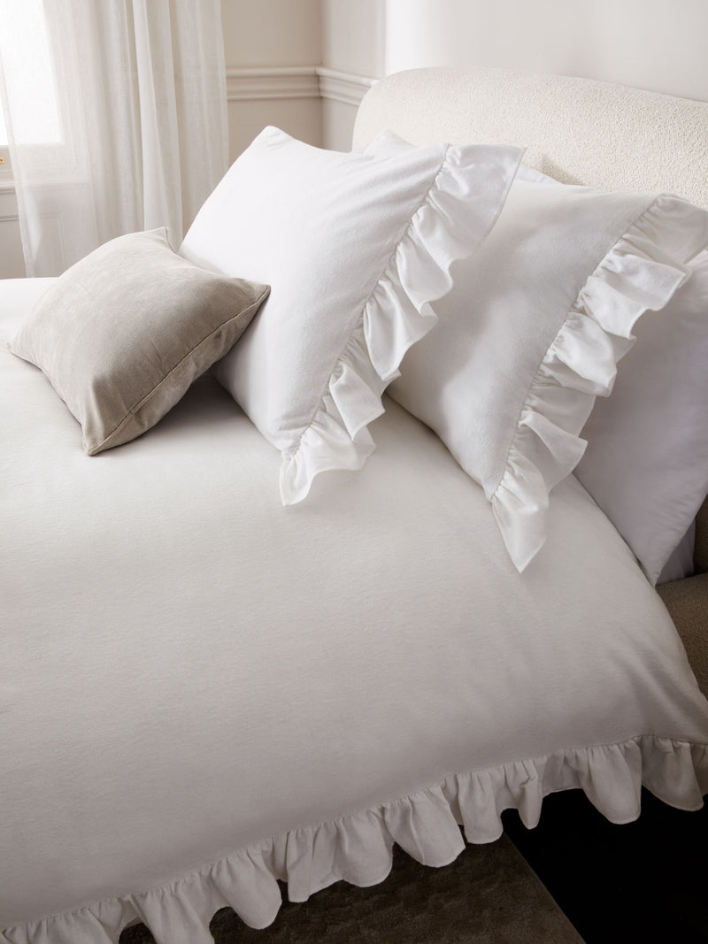 White supersoft brushed cotton duvet cover and pillowcase set (British brand)