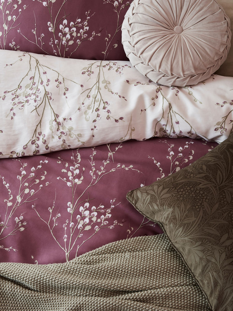 Laura Ashley reversible sateen duvet cover set in Purple Plum Pussy Willow, UK version