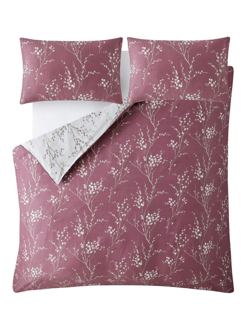 Laura Ashley reversible sateen duvet cover set in Purple Plum Pussy Willow, UK version