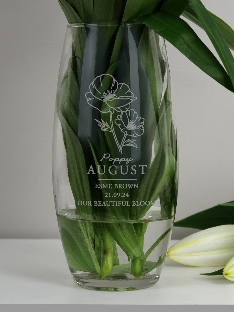 Personalised August Birth Flower Bullet Vase by PMC