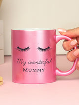 PMC Pink Personalised Eyelashes Glitter Ceramic Mug