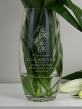 PMC Personalised December Birth Flower Bullet Glass Vase