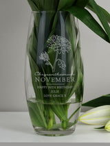 PMC Personalised November Birth Flower Bullet Glass Vase