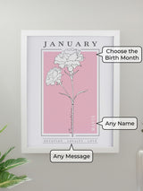 PMC Personalised Birth Flower A4 Framed Photo Frame