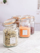 Kilner Clear 1.5L Square Clip Top Jars and Pantry Labels Preserving Set