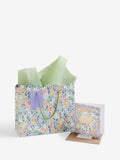 Blue Medium Floral Print Gift Bag and Card Set