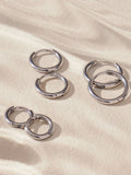 Stainless steel graduated huggie hoop earrings 3 pack (British brand)