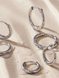 Stainless steel graduated huggie hoop earrings 3 pack (British brand)