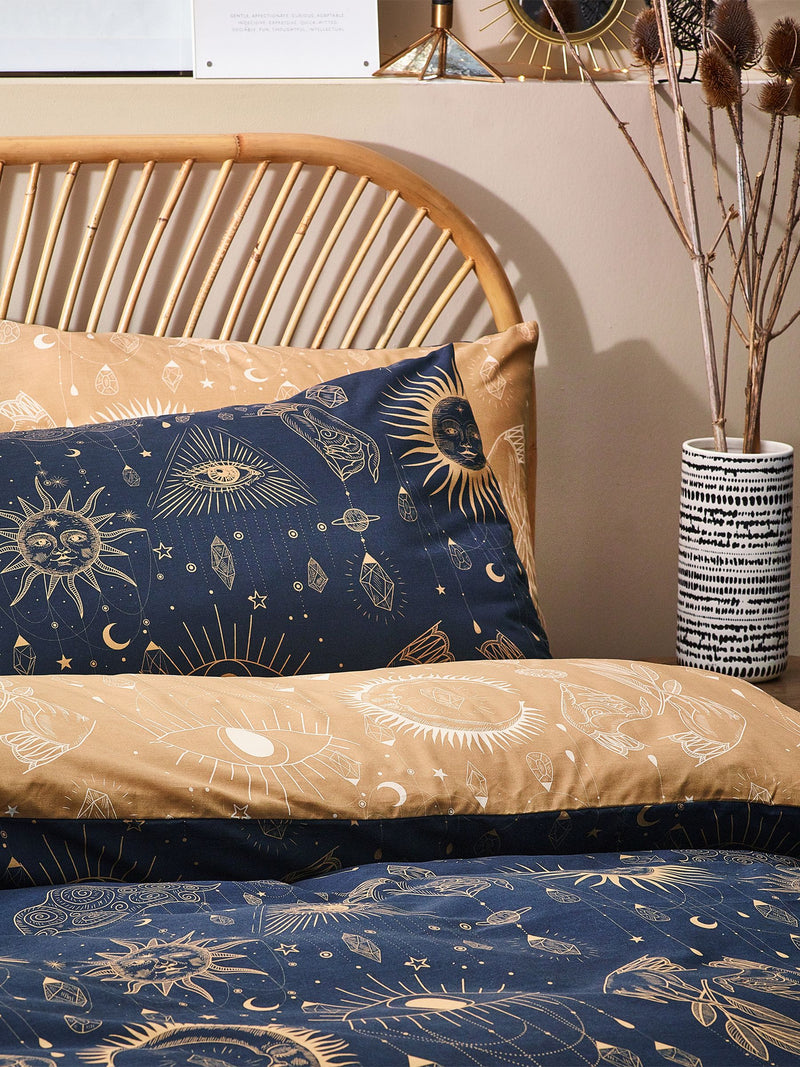 Furn Gold/Navy Constellation duvet cover and pillowcase set - British product