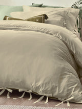 Yard Natural Mallow Bow Tie 100% Cotton Duvet Cover and Pillowcase Set