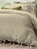 Yard Natural Mallow Bow Tie duvet cover and pillowcase set (British brand)