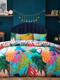 Furn Coralina reversible tropical duvet cover and pillowcase set - British product