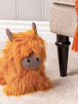 Paoletti Orange Highland Cow Faux Fur Novelty Doorstop 25cm