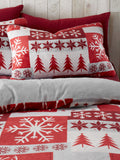 Red Fairisle Patchwork Plush Christmas Duvet Cover Set - British product
