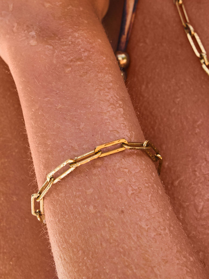 Gold tone stainless steel paperclip chain bracelet, UK version